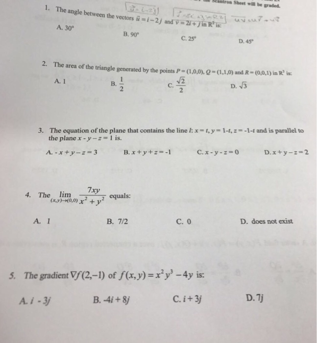 Solved The Angle Between The Vectors U Vector I 2j An Chegg Com