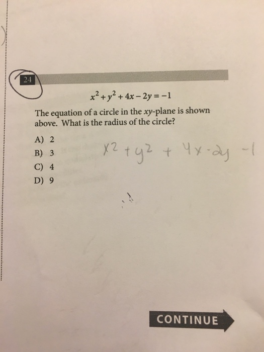 Solved X 2 Y 2 4x 2y 1 The Equation Of A Circle In Chegg Com