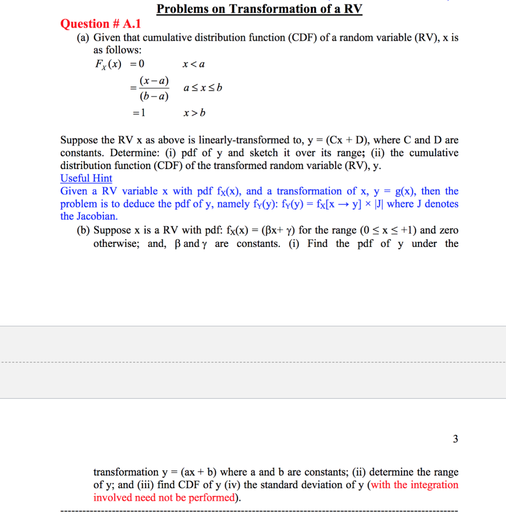 Solved Question A 2 For The Rv X The Pdf Fx X A Chegg Com