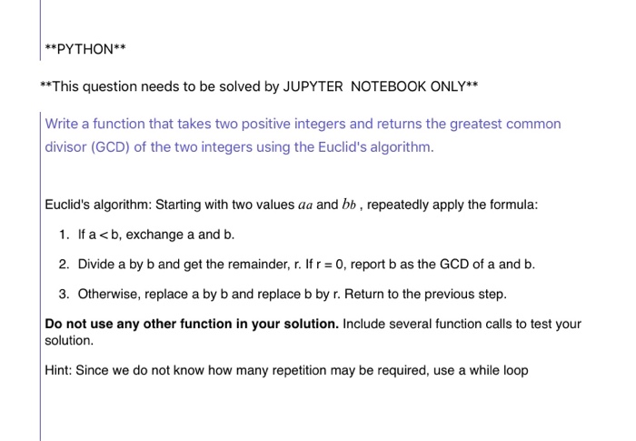 Greatest Common Divisor Program Python