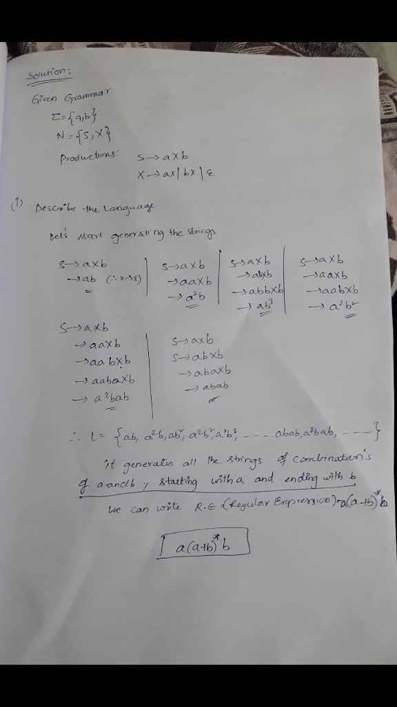 Question Let L A Be The Language Generated By G A N 2 S P Where 2 A B N S X And S Ax Answersbay