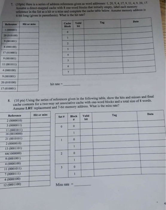 Solved 7 10pts Here Is A Series Of Address References