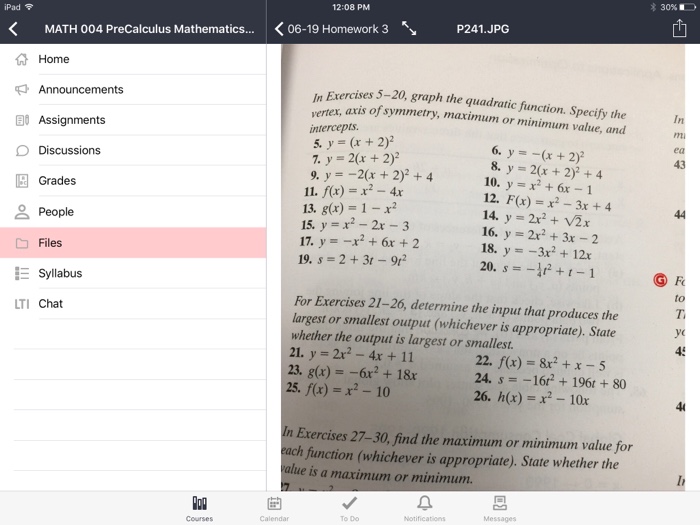 Solved Graph The Quadratic Function Specify The Vertex Chegg Com