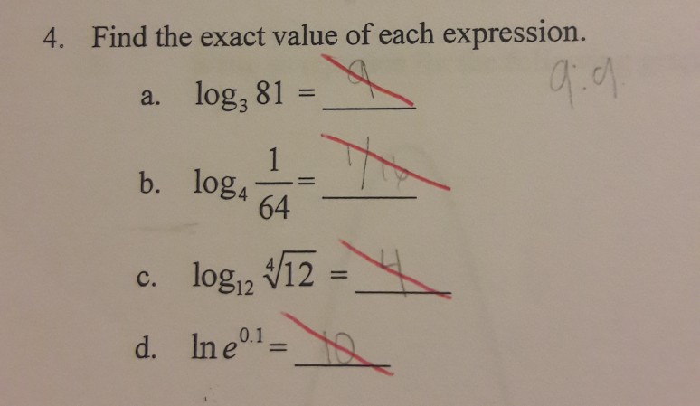 Solved 4 Find The Exact Value Of Each Expression Log 8 Chegg Com