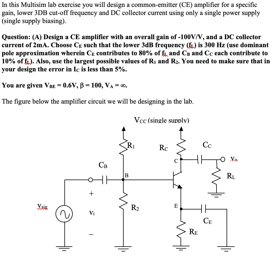 Solved In This Multisim Lab Exercise You Will Design A Co Chegg Com