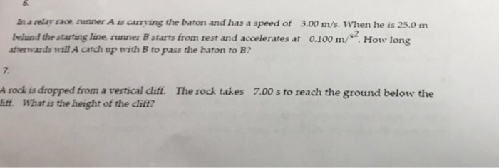 Solved In A Relay Race Runner A Is Carrying The Baton And Chegg Com
