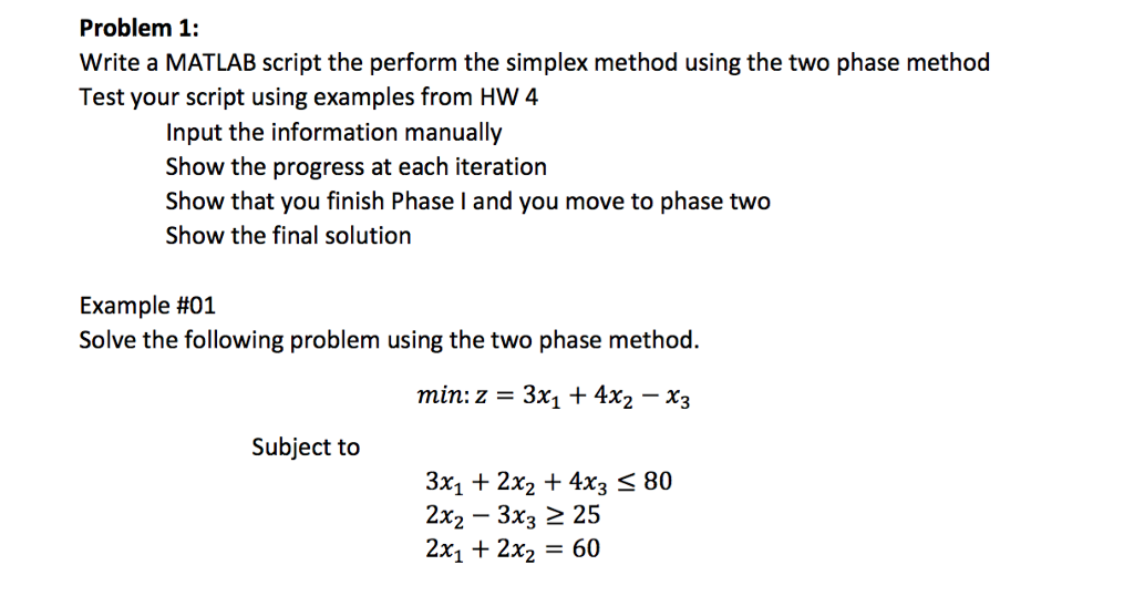 Matlab Code For Phase 2 Simplex Method