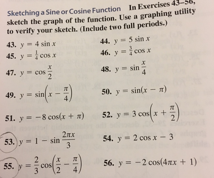 Solved Sketching A Sine Or Cosine Function In Exercises 4