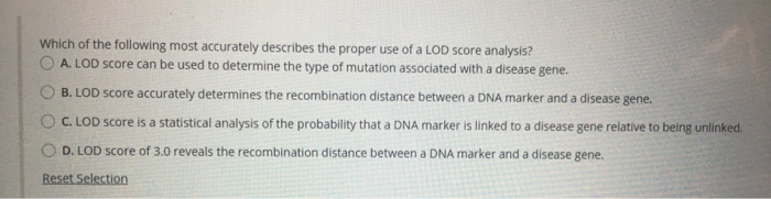 Solved What is the lod score? Select the two correct