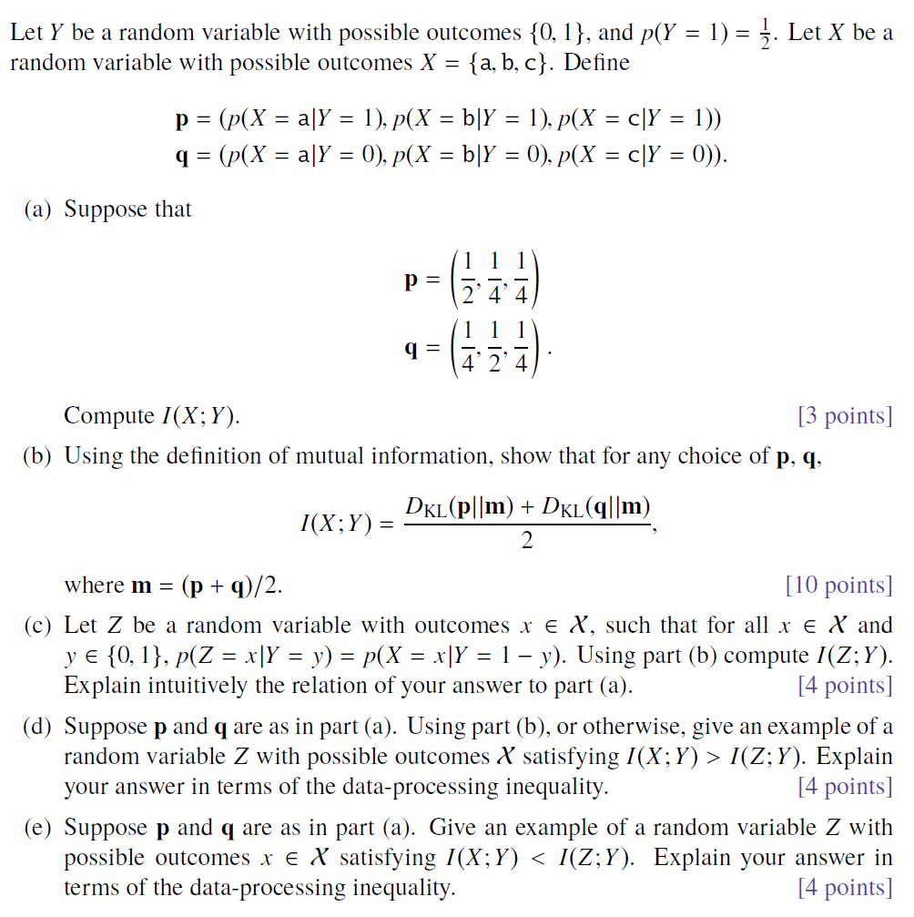 Solved Let Y Be A Random Variable With Possible Outcomes Chegg Com