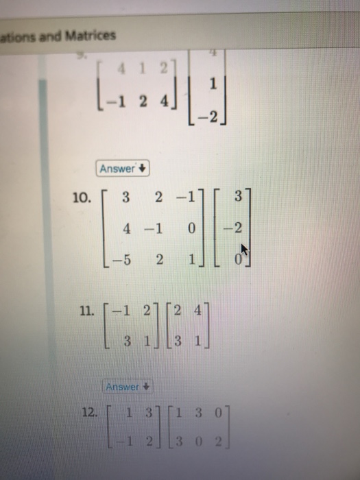 Ations And Matrices 4 1 21 1 2 4 Answer 10 3 2 11 Chegg Com