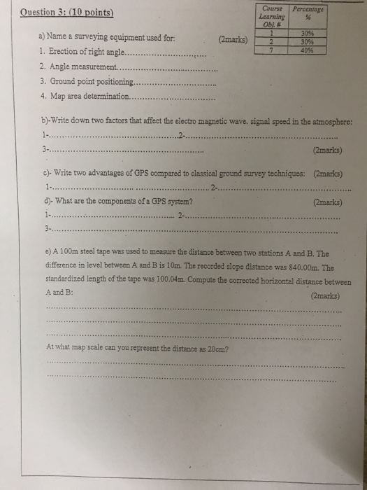 Solved Course Percentage Learning A Name A Surveying - course percentage learning a name a surveying equipment used for 1 erection