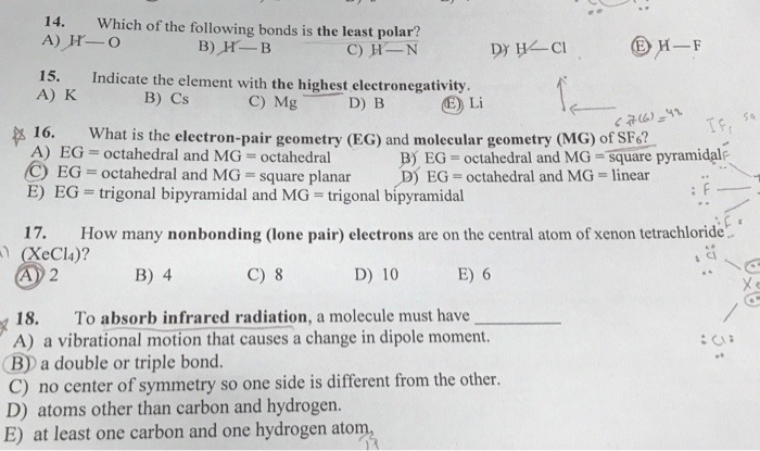 Solved 14. A) H- Which Of The Following Bonds Is The Least | Chegg.com