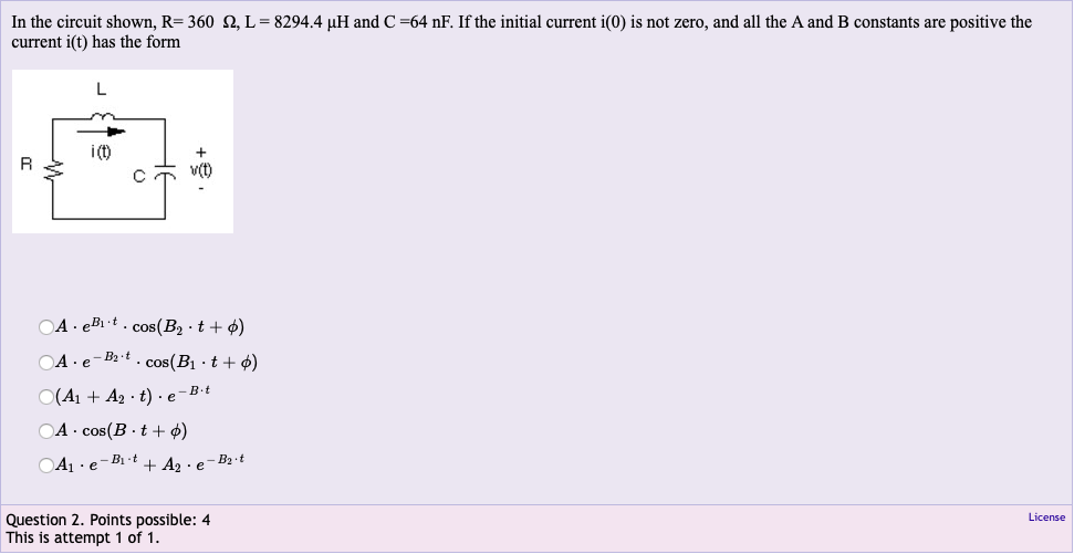 Solved R 360 W L 94 4 Mh And C Current I T Has The Chegg Com