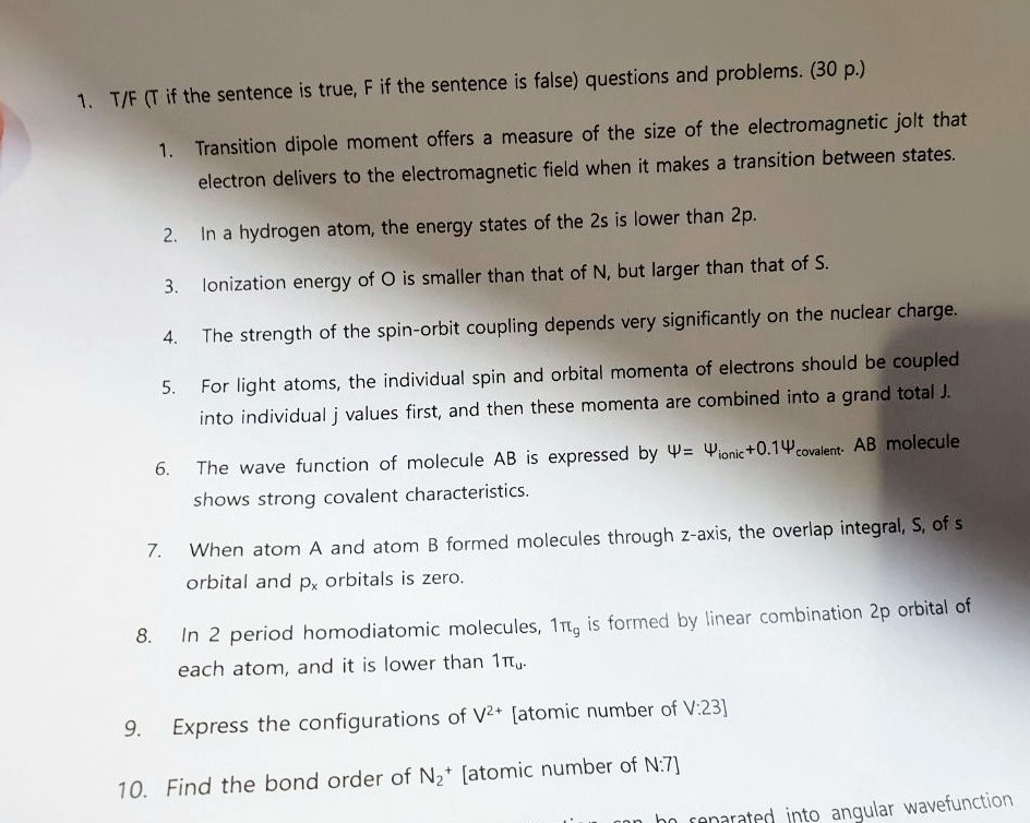 If Is The ... The Solved: (Tif 1, Sentence T/F F Sentenc True,