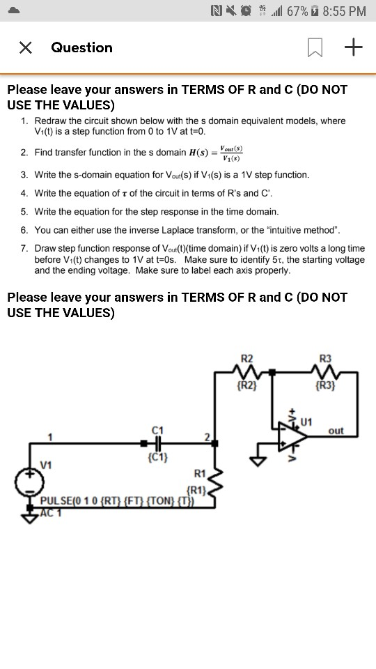 Solved Please Leave The Answer In Terms Of R And C Please Chegg Com