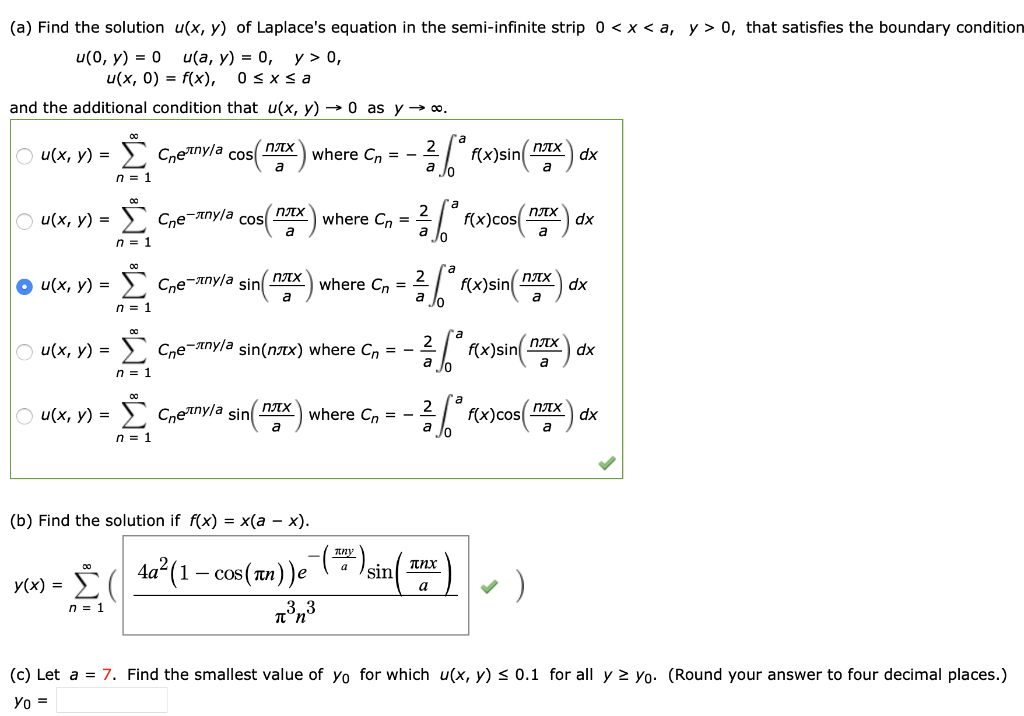 Solved A Find The Solution U X Y Of Laplace S Equatio Chegg Com