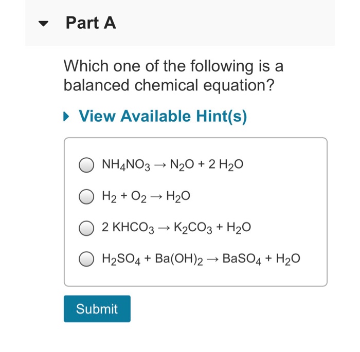 Solved Part A Which One Of The Following Is A Balanced | Chegg.com