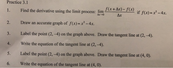 Solved Practice 31 1 Find The Derivative Using The Limi