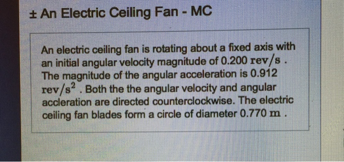 Solved An Electric Ceiling Fan Mc An Electric Ceiling F