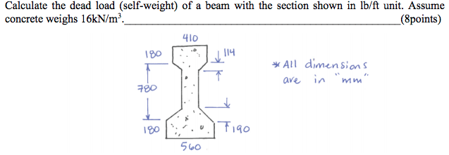 Solved Calculate The Dead Load (selfweight) Of A Beam Wi