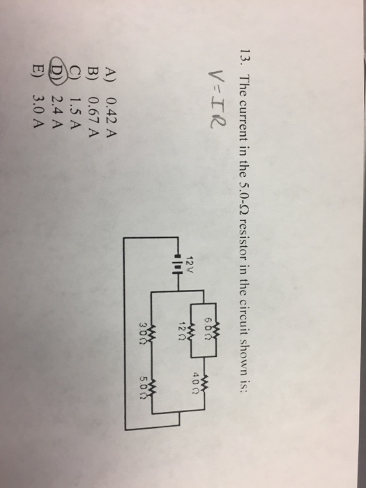 The Current In The 5 0 Ohm Resistor In The Circuit Chegg 