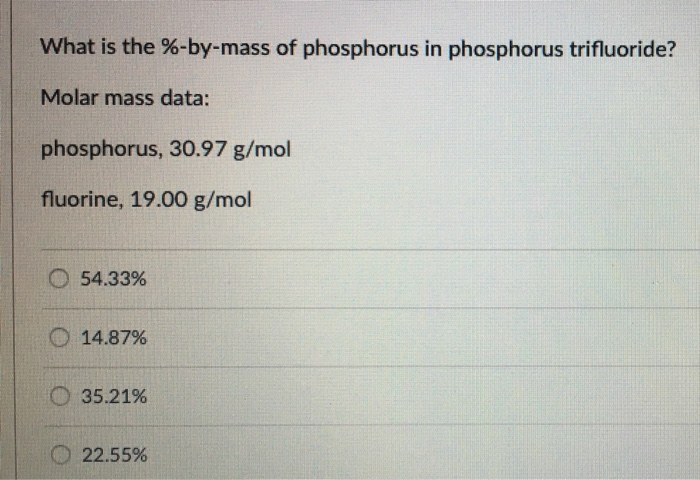 Solved What Is The 96 By Mass Of Phosphorus In Phosphorus Chegg Com