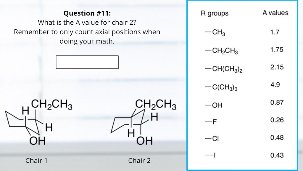 Solved Question 10 What Is The A Value For Chair 1 Rem