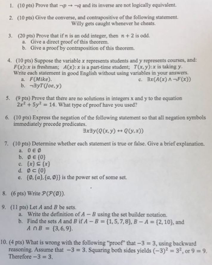 Solved 10 Pts Prove That P Q And Its Inverse Are Not Chegg Com