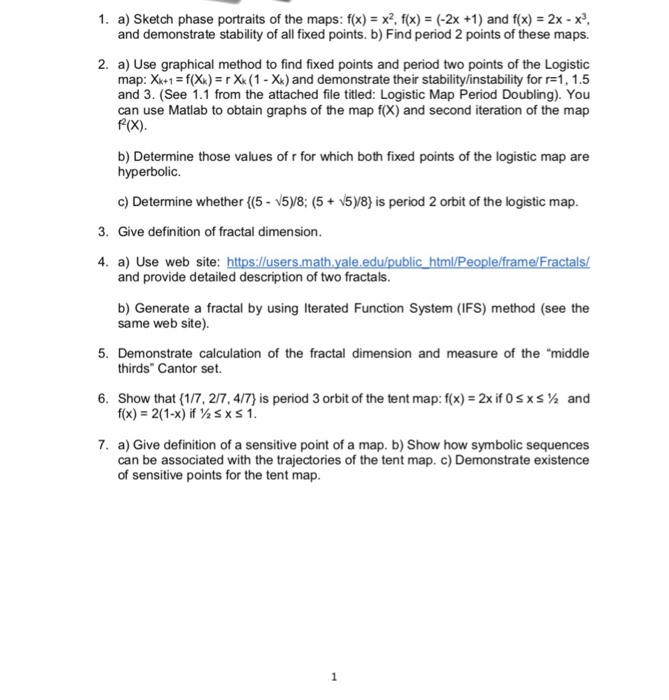 Solved A Sketch Phase Portraits Of The Maps Fx X Fx