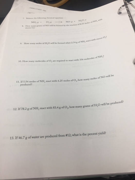 Solved Worksheet 6 - Stoichiometry Directions: Answer each | Chegg.com