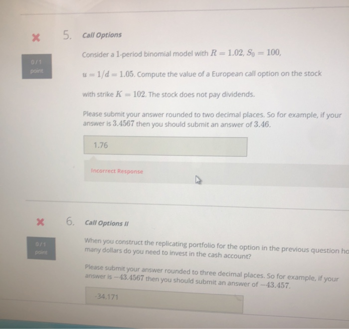 5. call options consider a 1-period binomial model with r=