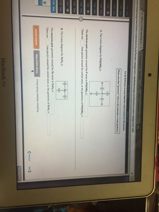 Solved The Lewis Diagram For Po Oh 3 Is The Electron Pa Chegg Com