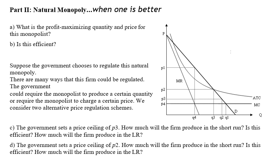 Solved Part Ii Natural Monopoly When One Is Better A