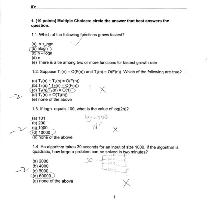 Solved Id 1 10 Points Multiple Choices Circle The An Chegg Com