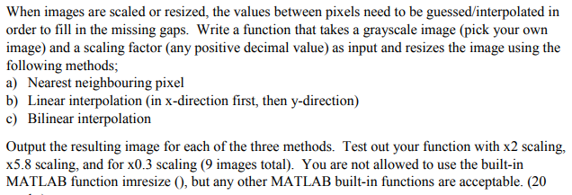 When images are scaled or resized, the values between pixels need to be guessed/interpolated in order to fill in the missing