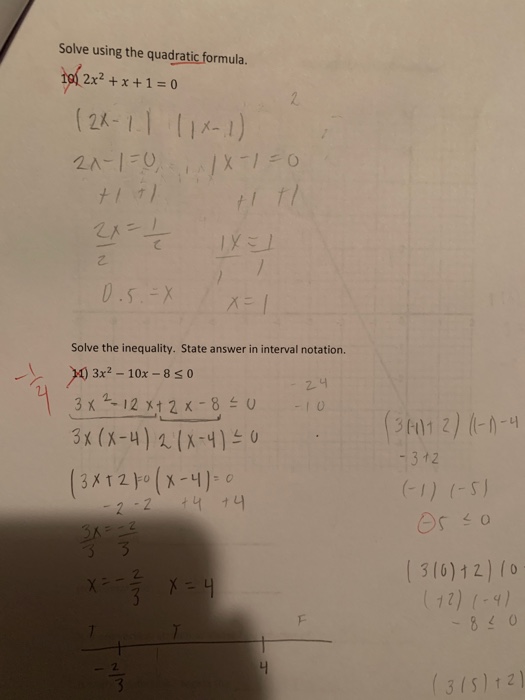 Solved Solve Using The Quadratic Formula 2x2 X 1 0 Solve Chegg Com