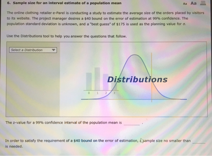 Solved 6 Sample Size For An Interval Estimate Of A Chegg Com