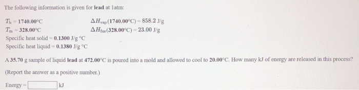 Solved The Following Information Is Given For Lead At Lat Chegg Com