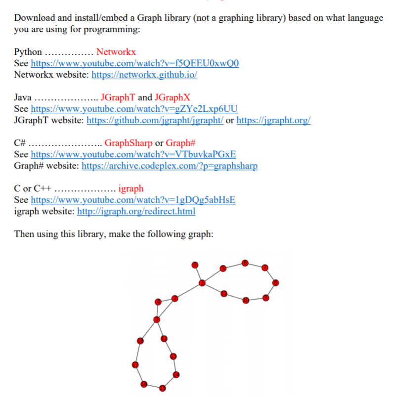 Download and install/embed a Graph library (not a graphing library) based on what language you are g: using for programmin Py