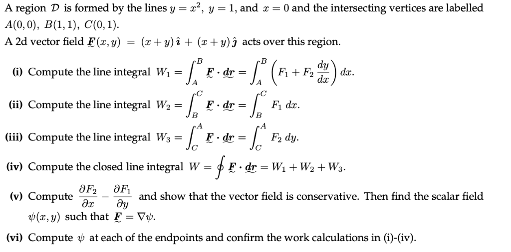 Solved A Region D Is Formed By The Lines Y X2 Y 1 And X Chegg Com