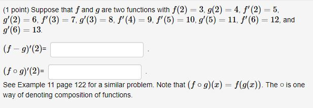 Solved 1 Point Suppose That F And G Are Two Functions W Chegg Com