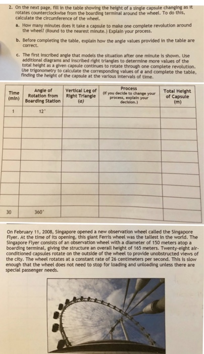 Solved 2 On The Next Page Fill In The Table Showing The