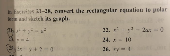 In Exercises 21 28 Convert The Rectangular Equation Chegg Com