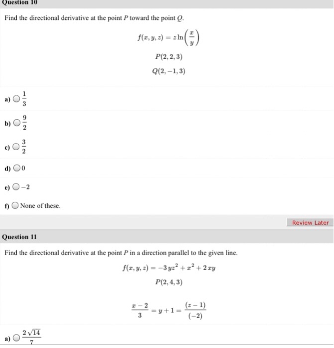 Solved Find The Directional Derivative At The Point P Tow