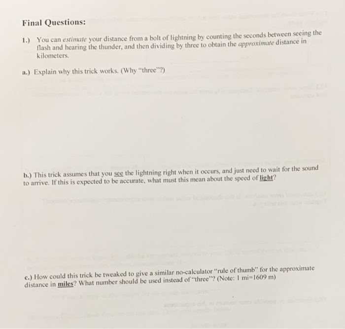 Solved Final Questions: You can estimate your distance from 