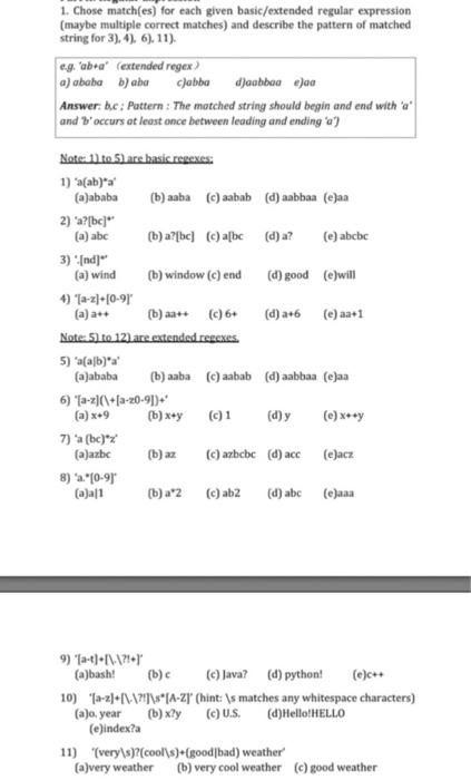 Solved 1 Chose Match Es For Each Given Basic Extended R Chegg Com