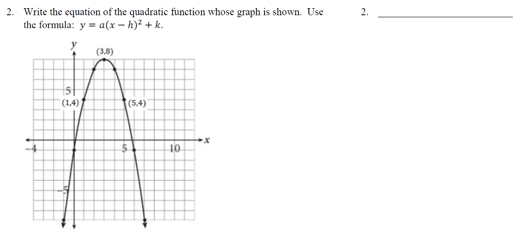 Solved 2 Write The Equation Of The Quadratic Function Wh Chegg Com