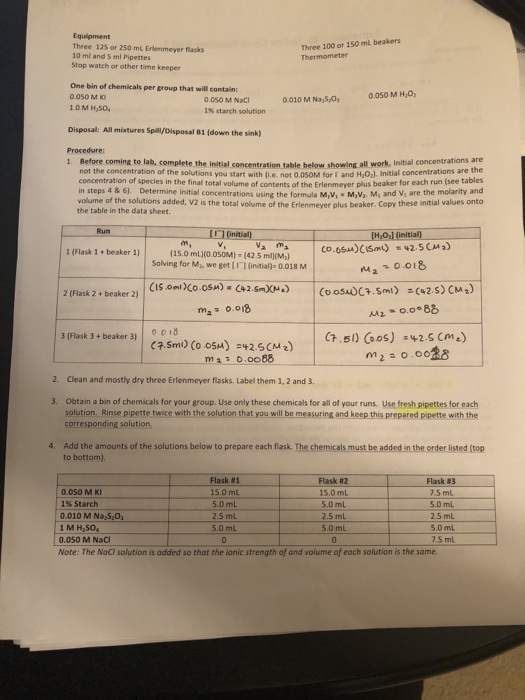 Solved Iodine Clock Experiment Part 1 I Dont Understand Chegg Com