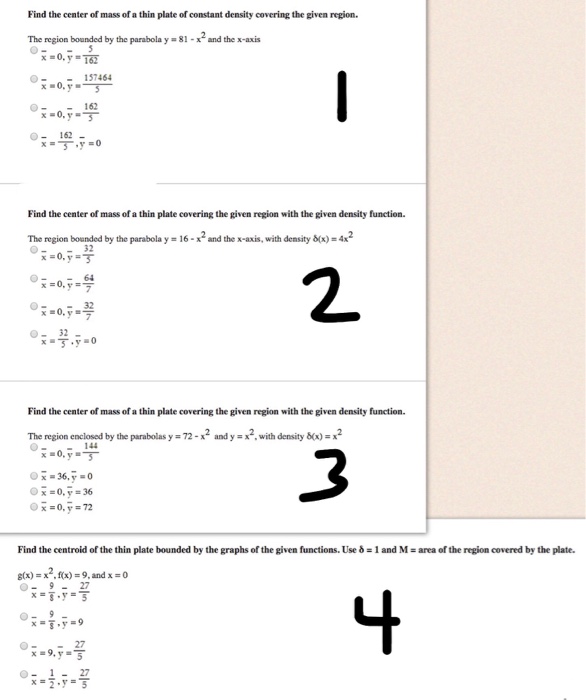 Find The Center Of Mass Of A Thin Plate Of Constant Chegg Com